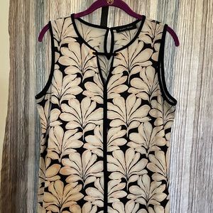 Navy tunic with pink and white flowers